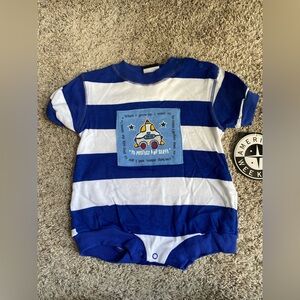 Vintage baby boy outfit one piece size 12 months striped policeman new with tags